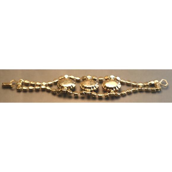 Frosted Glass Rhinestone Bracelet Large Peach Green Blue Satin Stones - Picture 6 of 6